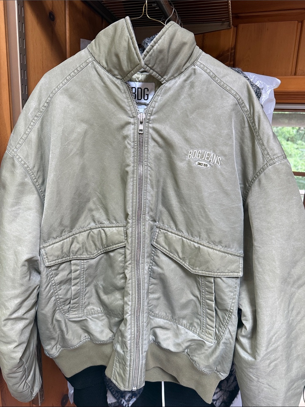 BDG Olive Green Zip-Front Bomber Jacket